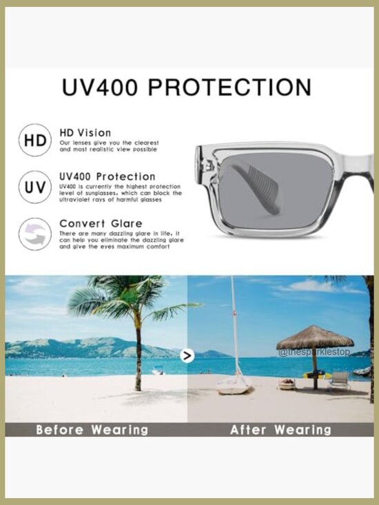 Square Frame Sunglasses for Women Men Chunky Rectangle UV400 Protection Shades main image 5